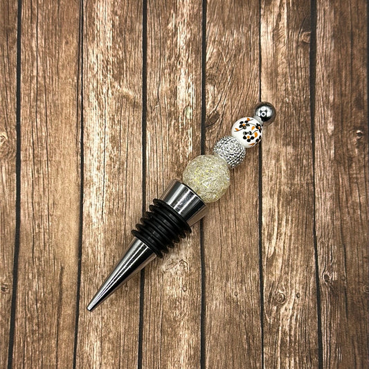 Wine Stopper Crystal Brown Floral