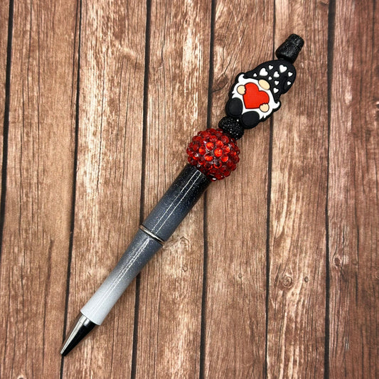 Jeweled Pen Gnome Black Heart