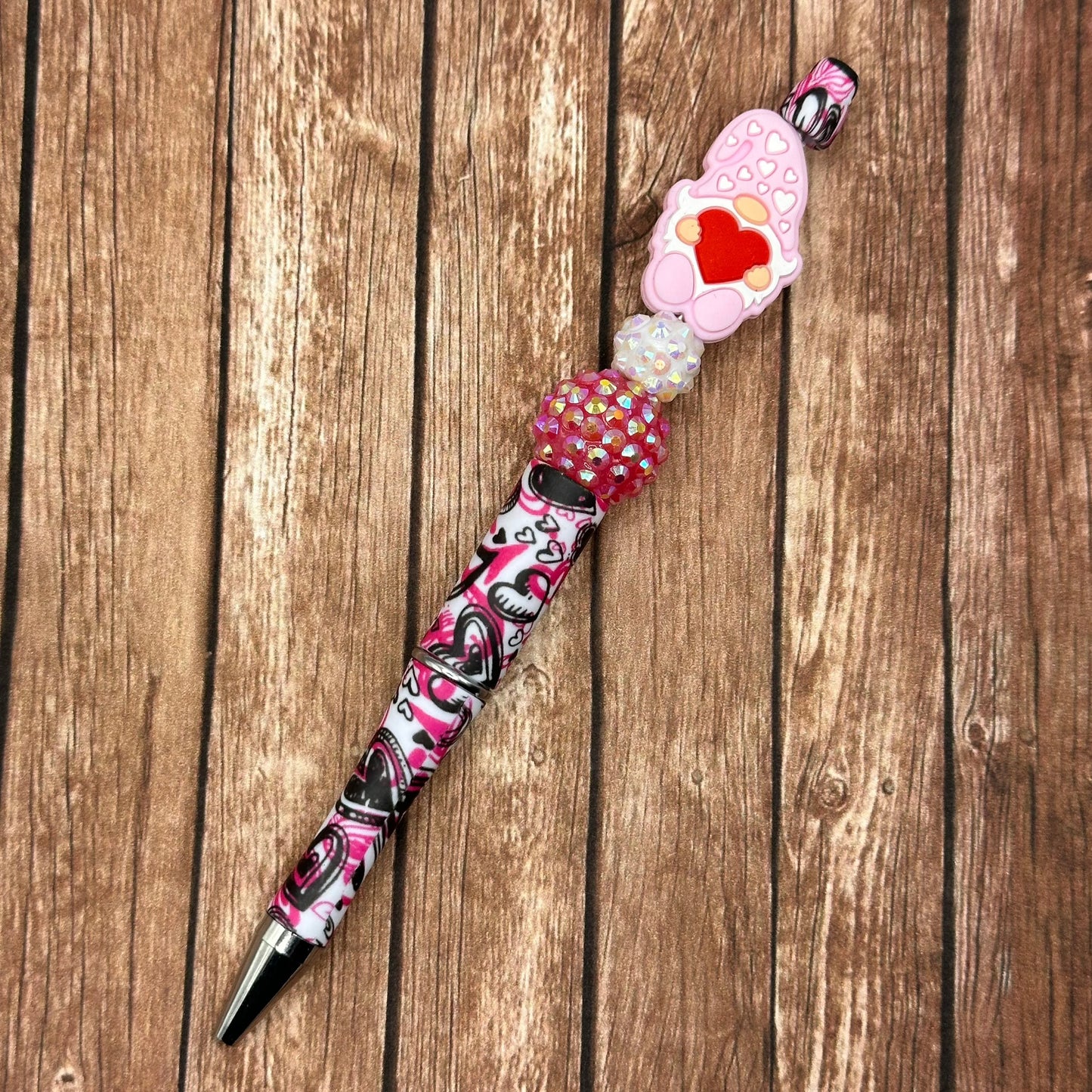 Jeweled Pen Gnome Pink Heart