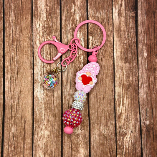 Keychain Gnome Pink Heart