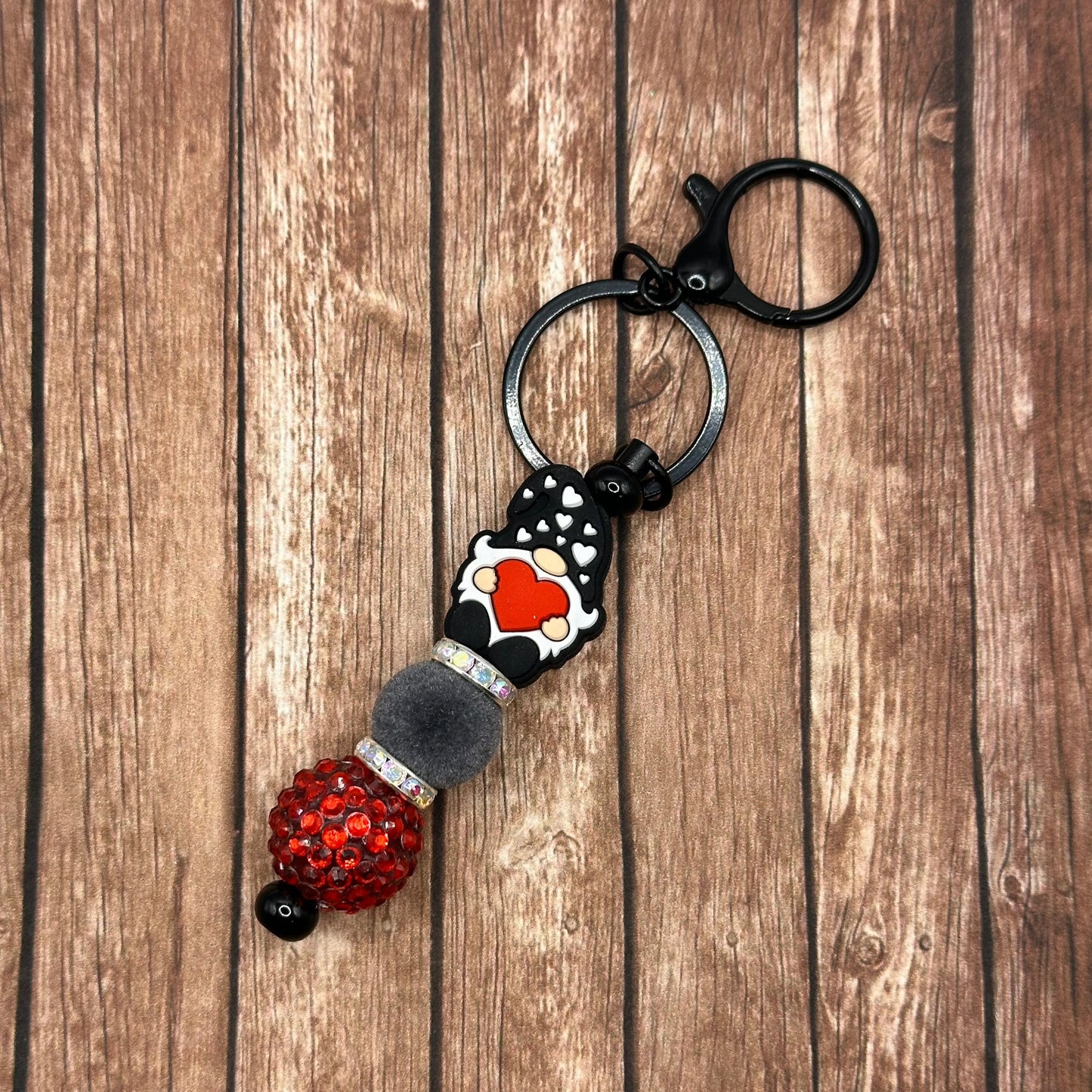 Keychain Gnome Black Heart