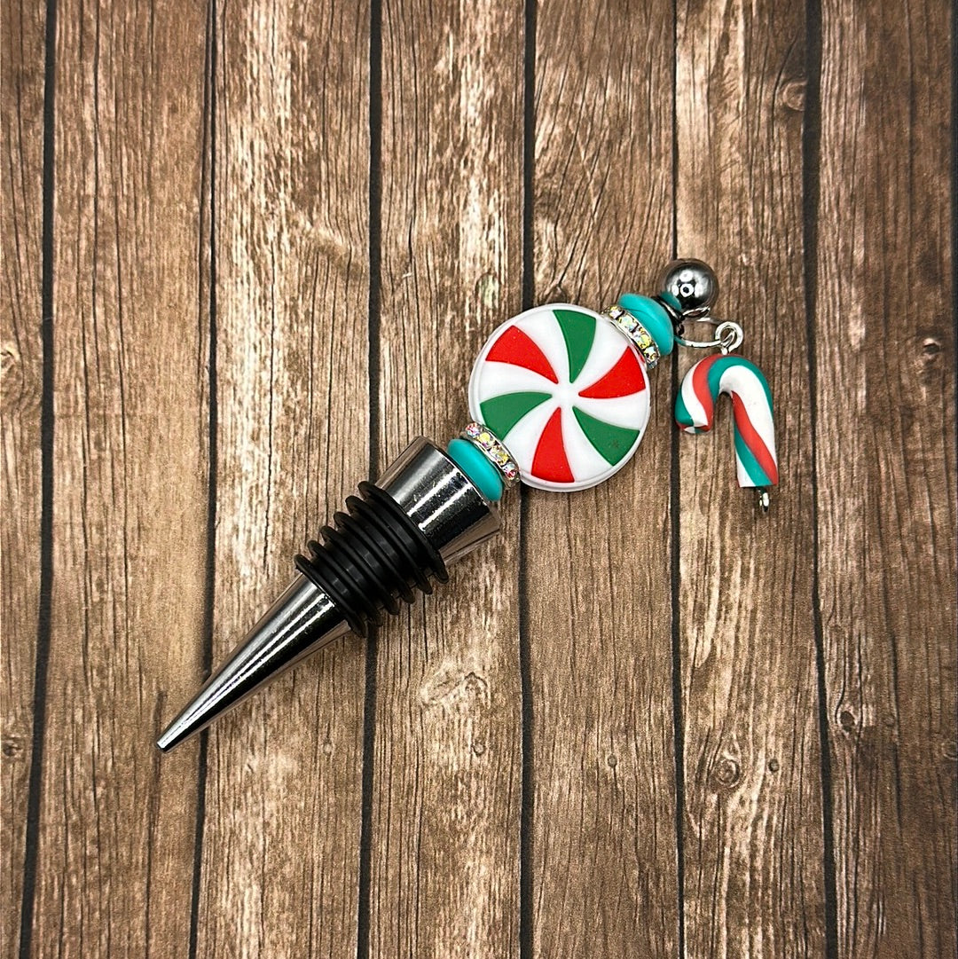 Wine Stopper Peppermint Green/Red